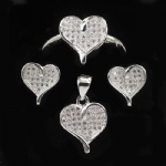 Heart silver jewelry set