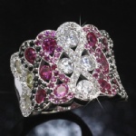 Silver ring with colorful cz