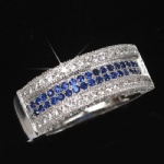 Ring with white and sapphire cz stone