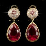 Silver earring with ruby stone