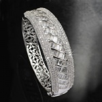 Silver bangle with cz